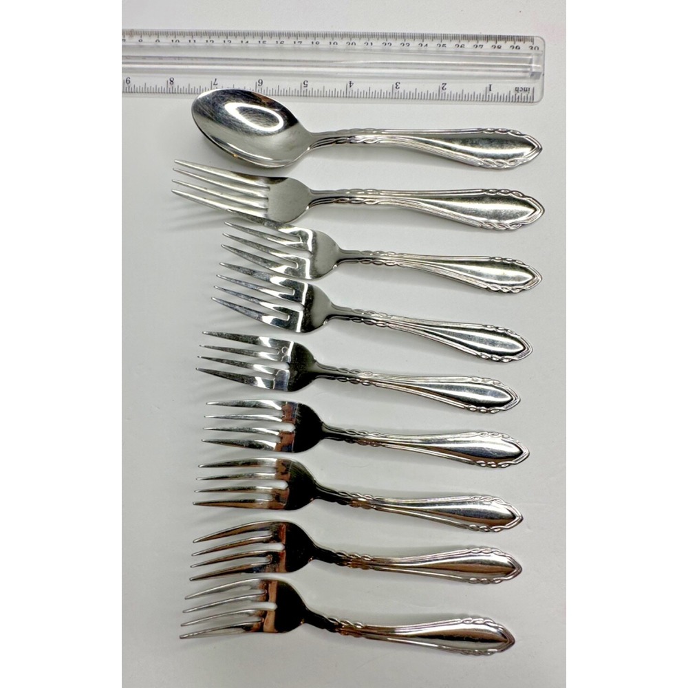 Cambridge Stainless Flatware 9 Pc Set Spoon Salad Forks Dinner Fork Replacement